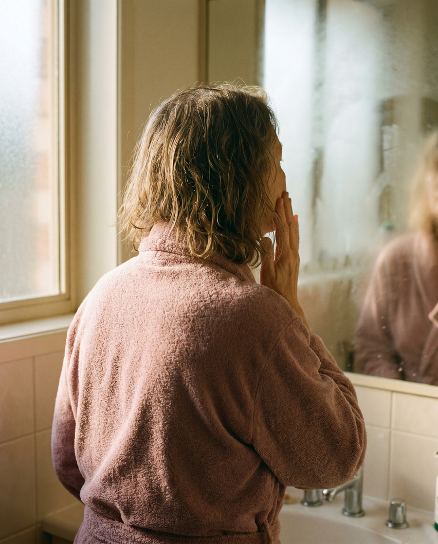 Femme devant le miroir, lumière douce